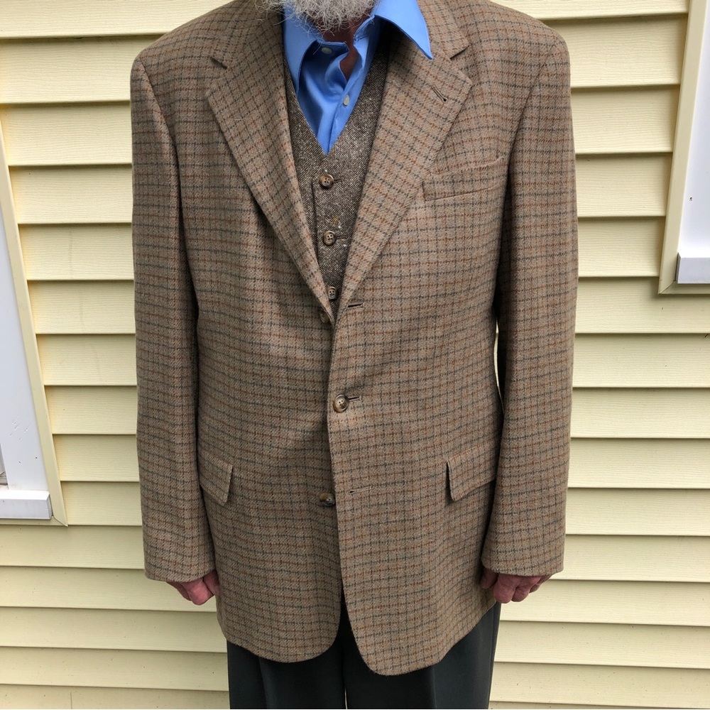 Tommy Hilfiger Wool Plaid Sport Coat and Matching Reversible Vest 44R